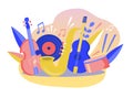 Vector illustration on the theme of music, festivals, concerts - a set of musical instruments